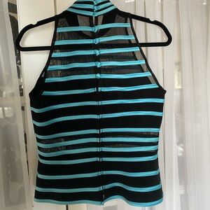 Cache Striped Halter Top - Black and Blue (Tag Removed) Size:10 NEVER WORN